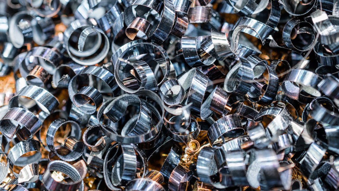 A close up of a pile of metal scrap.