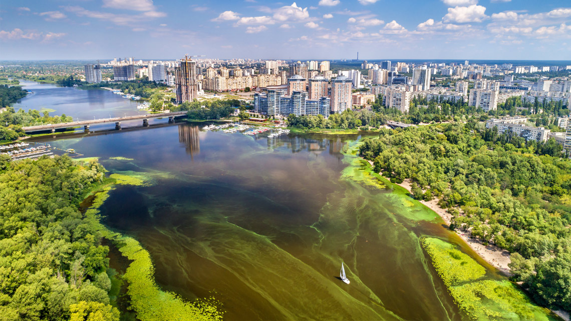 Aerial view of the Dnieper river.