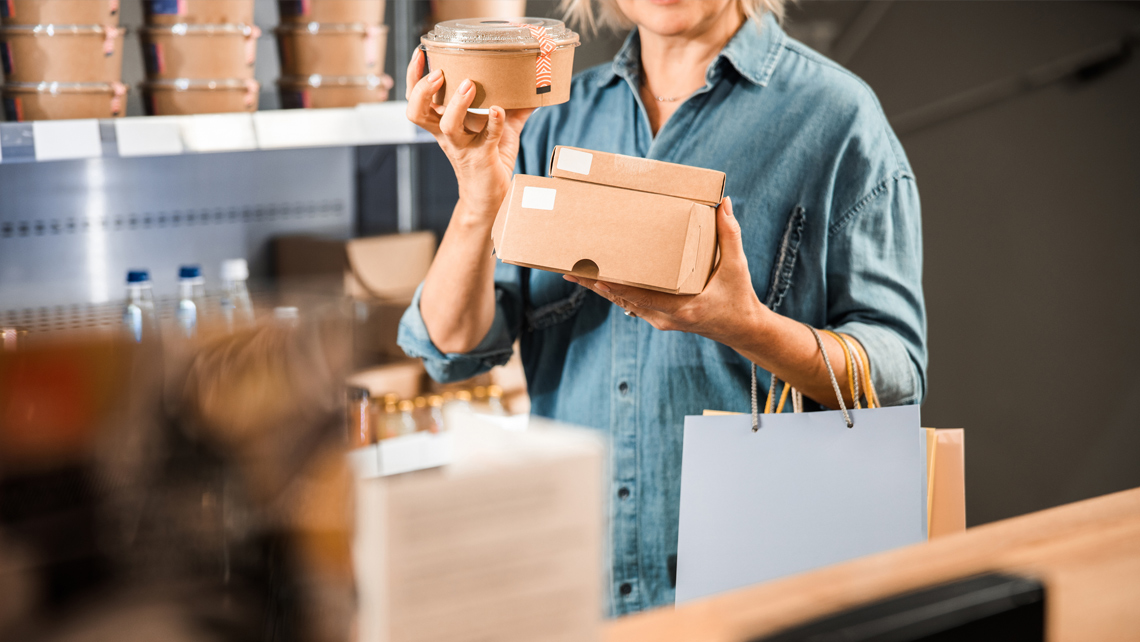 Brown cardboard food packages.