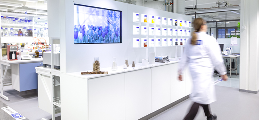 A person walking in Kemira's laboratory in Espoo Finland.