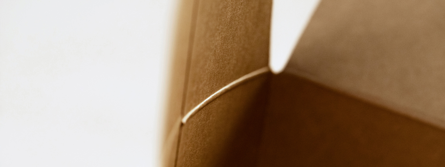Brown cardboard box close up.