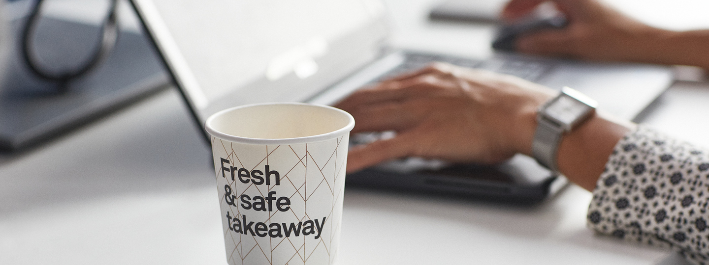 Coffee cup on an office table.