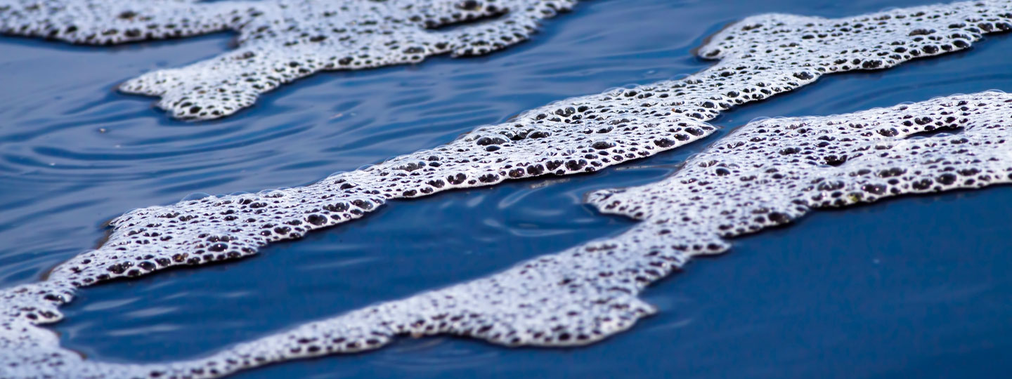 Bubbles in the water.