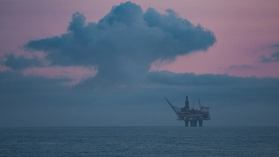 Offshore oil rig.