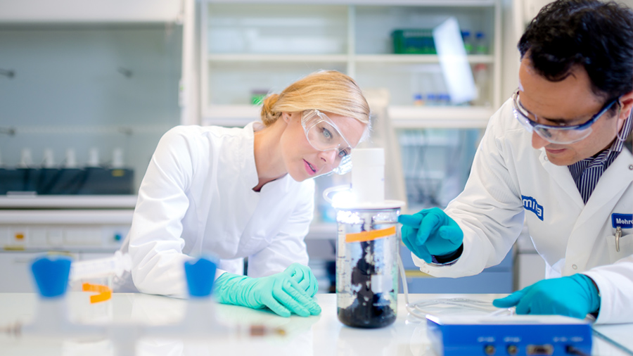 Two scientists doing laboratory tests.