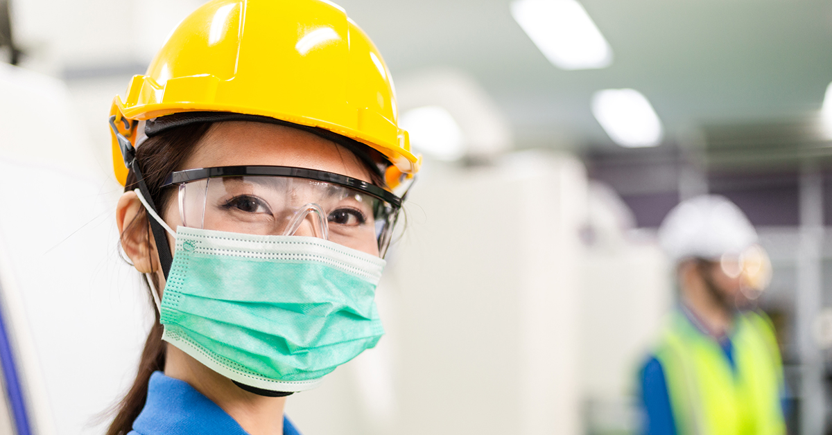 Woman in safety mask