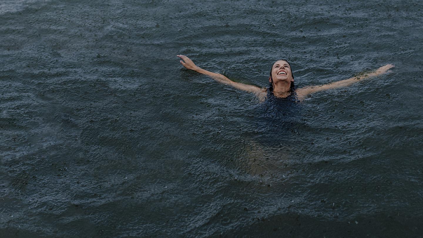 Person in enjoying swimming.