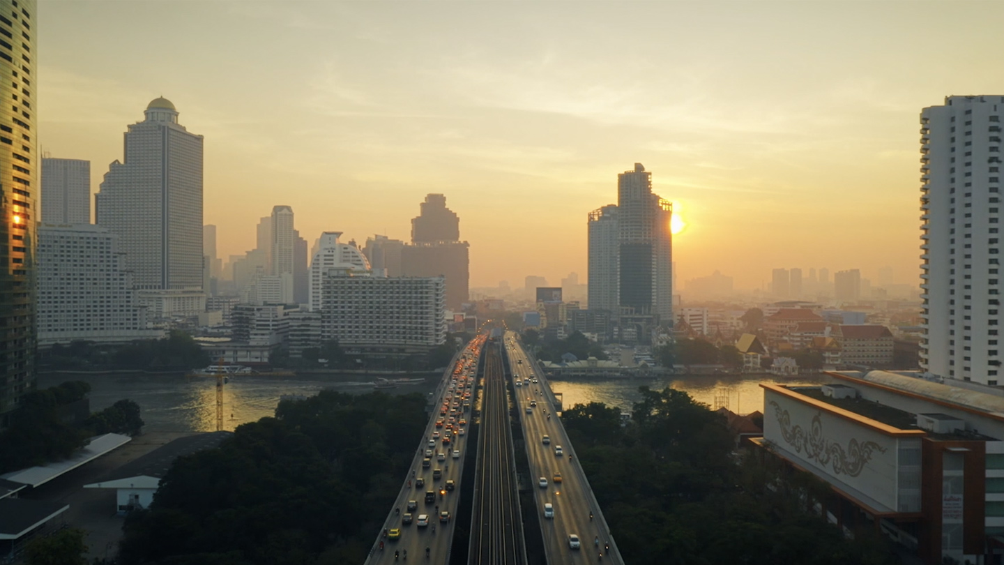 City view at a sunset.