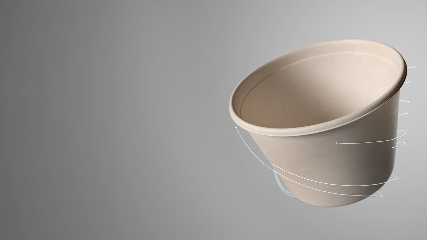 a 3d model of molded fiber food tray floating on air