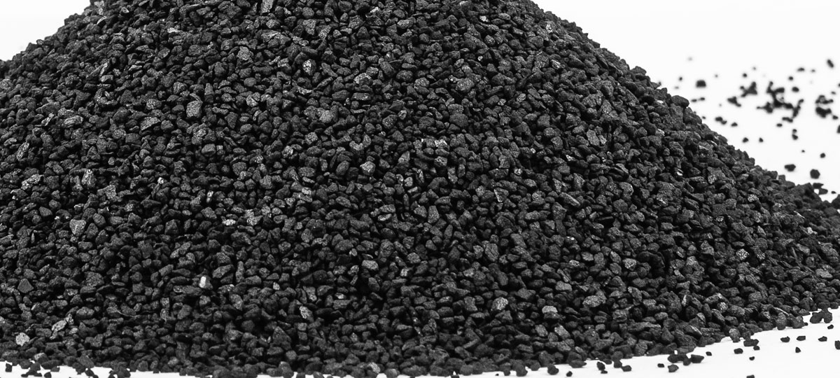 Pile of granulated activated carbon.