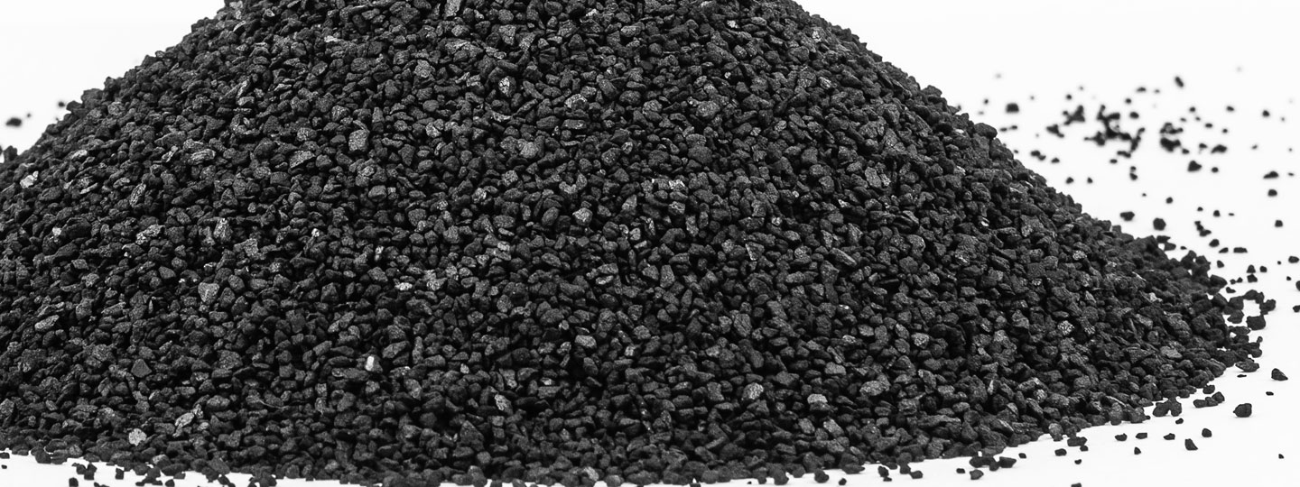 Pile of granulated activated carbon.