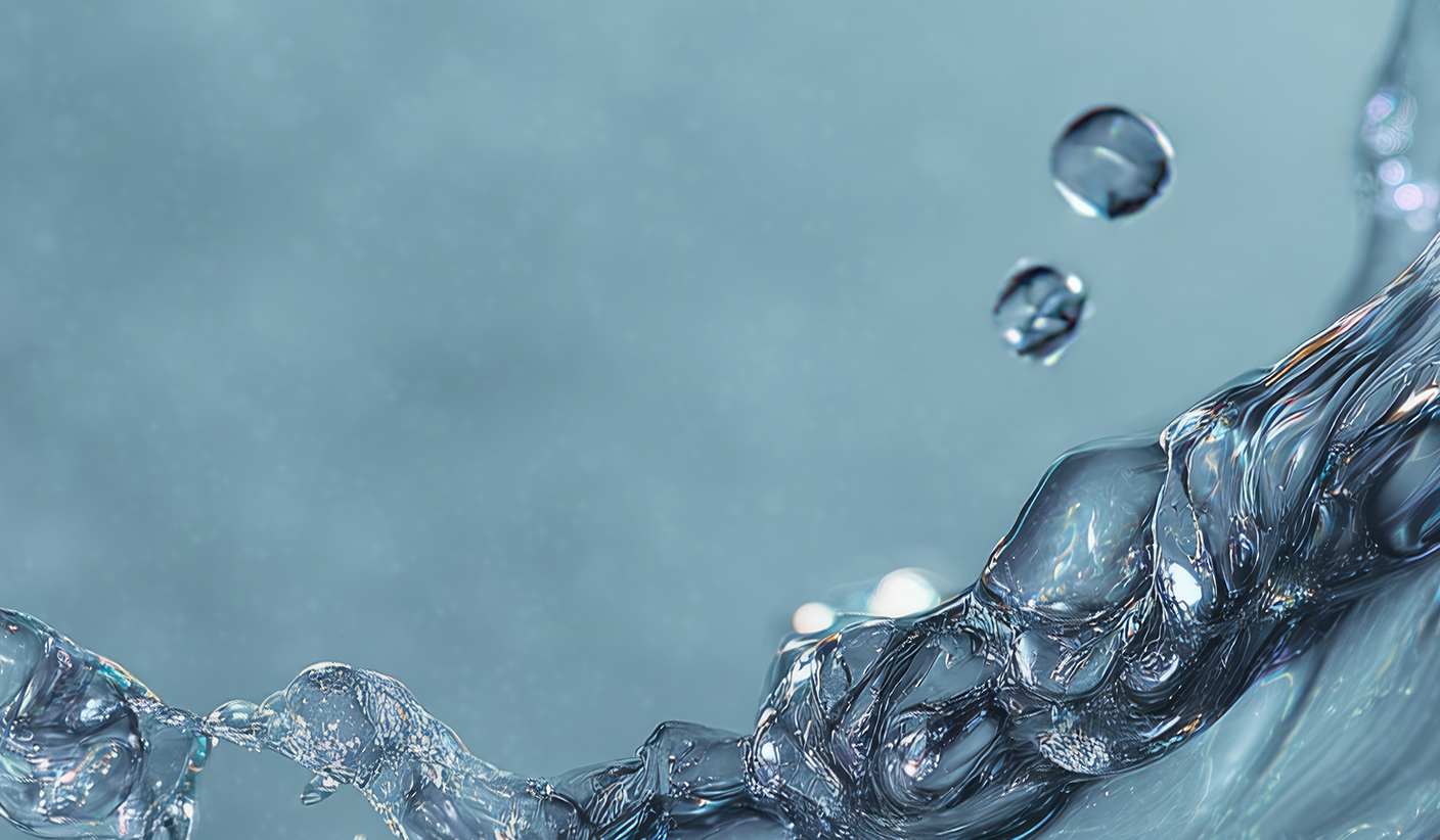 Kemira Water Index 2025 visual showing dynamic blue water wave and bubbles symbolizing sustainable water innovation.
